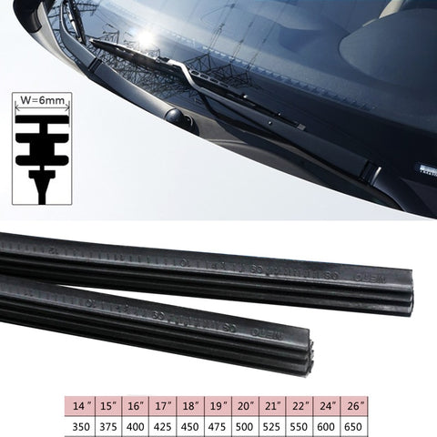 Grade Auto Vehicle Insert Soft Rubber Strip Refill For Frameless Wiper Blades 6mm 26" 24" Car Accessories